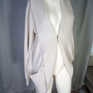 Cream Knit Cape with Flowing Open Front